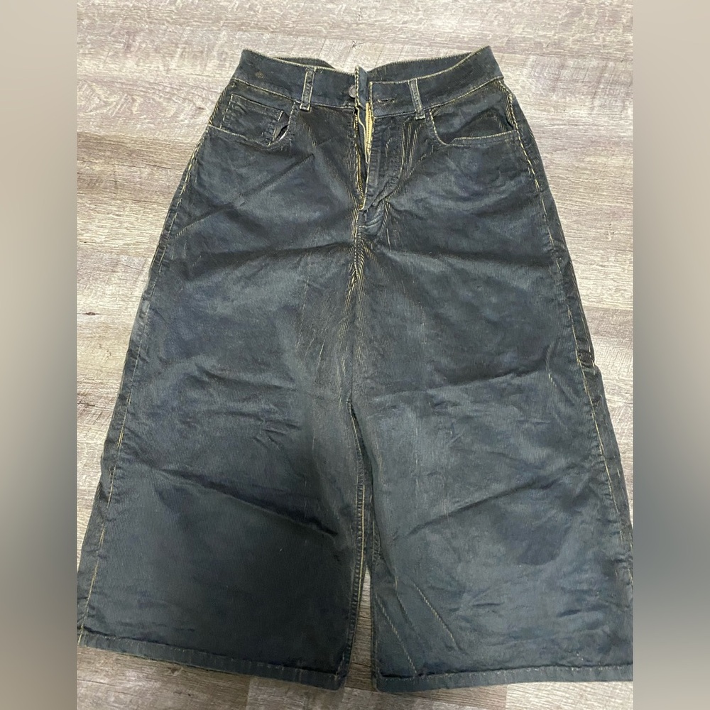 Black Wide-Leg Corduroy Pants